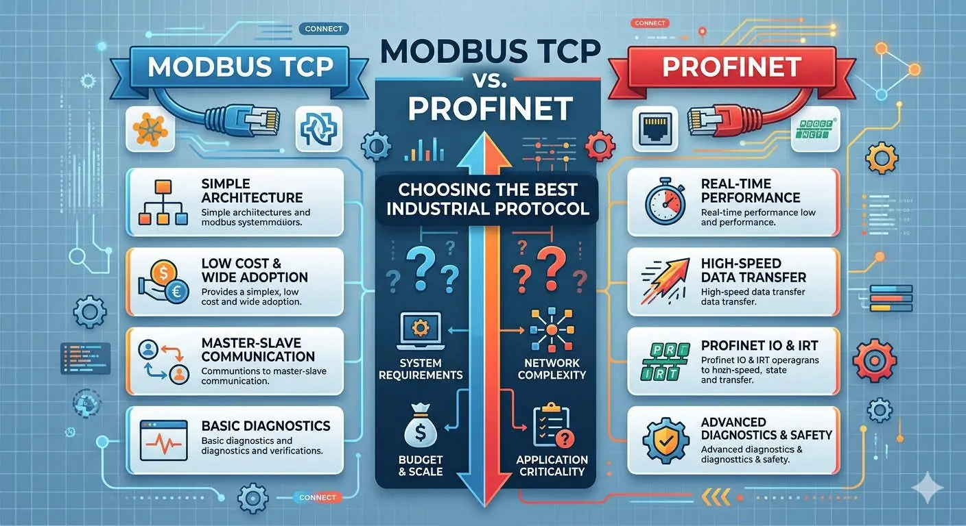 Modbus TCP ou Profinet : choisir le meilleur protocole industriel