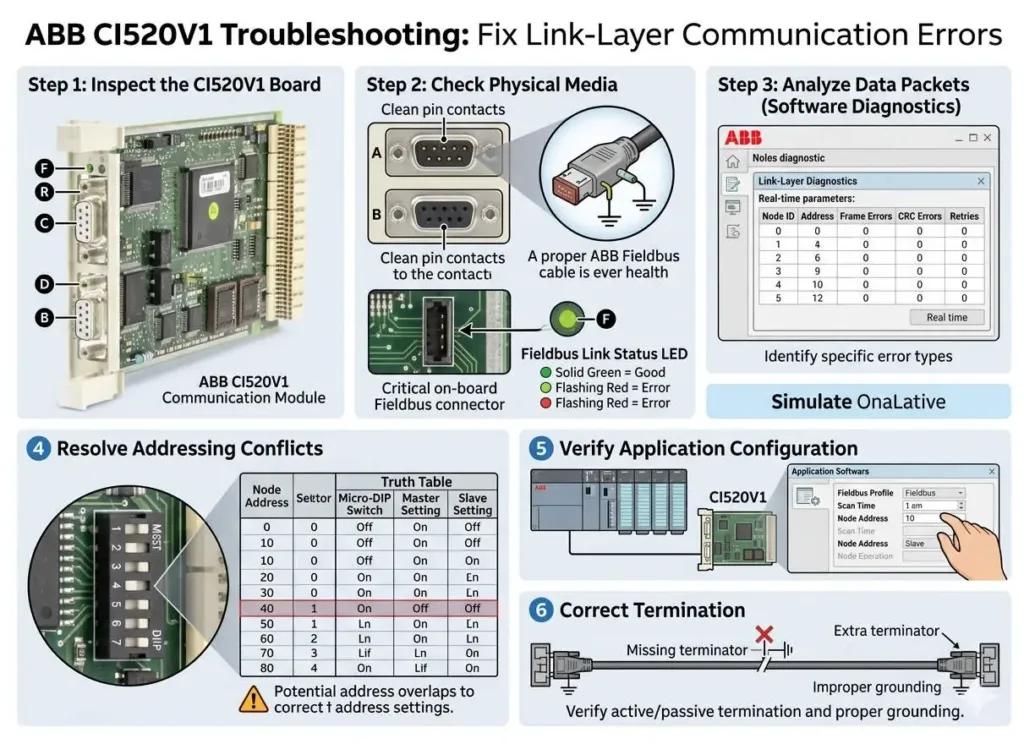 ABB CI520V1 Troubleshooting Fix Link-Layer Communication Errors